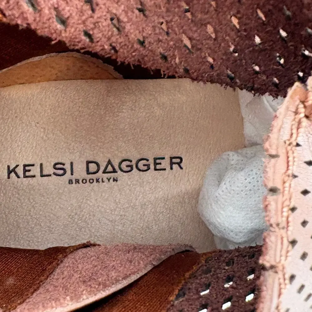 Kelsi Dagger Alaska Perforated Leather Ankle Boots 10 NWOT Booties Auburn Brown